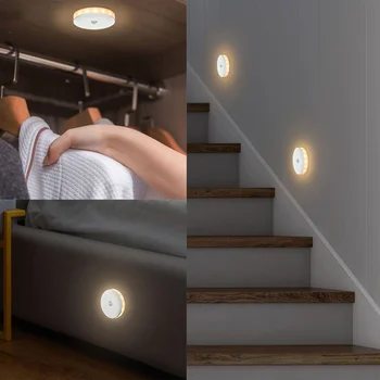 Led лека нощ и с датчик за движение, мини през цялата светлина, plug-in hybrid чрез USB лампа за вашия интериор, спални, монтиран на стената лампа за стълбите, входно антре, кабинет-купе
