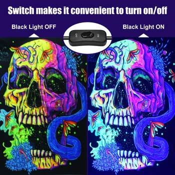 Led Черен UV-Лампа 50 W Blacklight Bar Switch Light Up Свети в Тъмното Вечер, за да проверите за Хелоуин Флуоресцентно Плакат на Сцената