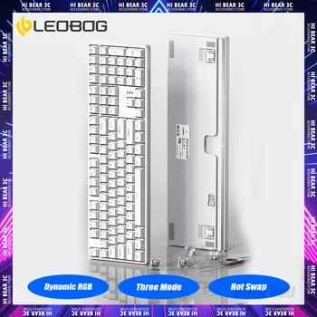LEOBOG K108 Безжична ръчна клавиатура с гореща замяна Динамично RGB трехрежимная детска клавиатура 108 клавиши Аксесоари за персонални КОМПЮТРИ за геймъри Лаптоп