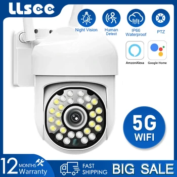 LLSEE 3MP HD безжична камера за сигурност 5G WIFI нощно виждане, външно IP видео наблюдение, наблюдение на хора, умна аларма