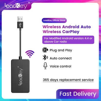LoadKey Безжичен CarPlay Безжичен Android Автоматично Адаптер USB-Рефлексен Линк Авто Ai Box Netflix, Youtube, За VW, Toyota, Ford Bmw