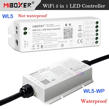 Miboxer WiFi 5 в 1 Контролер осветление Водоустойчив IP67 Одноцветный/CCT/RGB/RGBW/RGB +CCT led Лента-Слаби DC 12 В 24 В WL5/WL5-WP