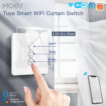 MOES WiFi RF433 Smart 2.5 D Arc Стъклен Сензорен Прекъсвач Завеси за Преобръщане на Пердета/Sasha ПРИЛОЖЕНИЕ Smart Life Работи Алекса Google Home