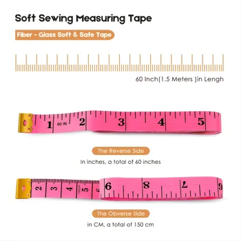 MOHAMM 2 БР. Двустранен меки прибиращи измерване на шевни лента за любителите на ръкоделието, канцеларски стоки за дома