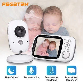 PEGATAH 3.2-инчов видеоняня Безжична Bluetooth 2-лентов аудио разговор Нощно виждане гледане на деца Мониторинг на температурата гледане на деца