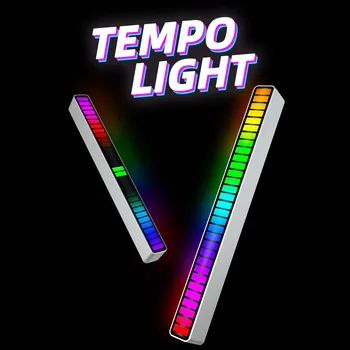 RGB светодиодна лента, управление на звука, звукосниматель, ритъм, лека музика, с атмосферно светлина, цветни тръби, USB энергосберегающая лампа за околната светлина