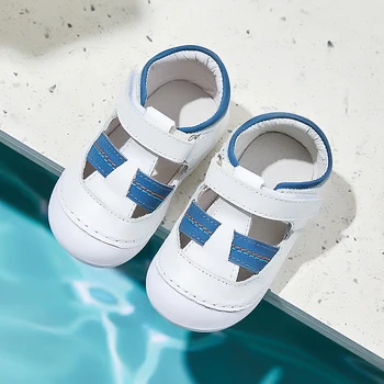SandQ/ детски сандали, плажна летни обувки за босоножек от естествена кожа, бели сабо ръчно шиене за момчета, новост 2021 г., меки и удобни шик