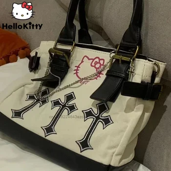 Sanrio Hello Kitty Чанти Y2k За Момичета Модни Реколтата, Аксесоари, Чанти, Дамски Ежедневни Голям Капацитет Холщовые Раници в стил Харадзюку