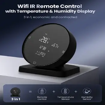 Sasha WiFi Интелигентна IR Инфрачервено Дистанционно управление с Датчик за температура и Влажност на въздуха Интелектуална връзка, Работа с Алекса Google Home Alice