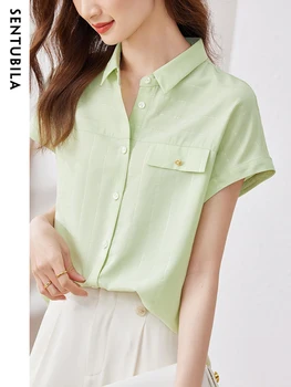 Sentubila, прости ризи за жени, лято 2023, елегантна мода, къс ръкав raglan, офис женски основни обикновена ризи и блузи