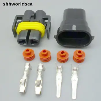 shhworldsea Водоустойчив 2-пинов конектор за свързване на електрически проводници AWG Автомобилен мотор морски H11 H8 мъжки и женски