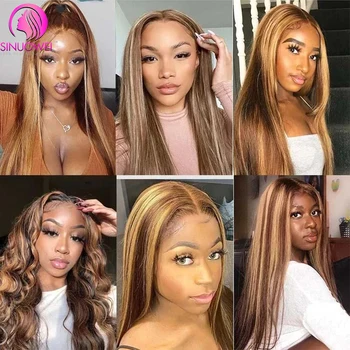 Sinuowei, перука с V-образна част, перука от човешки косъм, бразилски права перука, V-образен бесклеевой перука 10-28 инча за черната жени