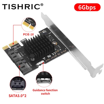 TISHRIC PCI Express Множител PCIE1X на 2-Портовую на картата разширяване SATA Адаптер Pci Express SATA3.0 Контролер PCI Sata Допълнителна карта