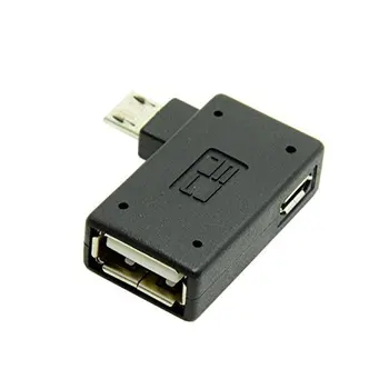 USB-Адаптер Micro USB 2.0 OTG Хост-Адаптер под Ъгъл от 90 Градуса с USB-храна за Galaxy S3 S4 S5 Note2 Note3 Мобилен телефон и таблет