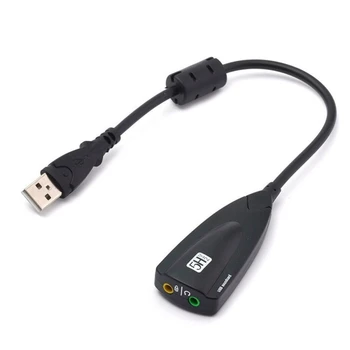 USB аудиоадаптер, външна звукова карта за 7.1-канален с вход за 3.5 мм слушалки, микрофон конектор, съвместим с настолен жак Plug Play