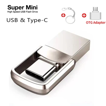 USB флаш памет 3,0 2 TB Двойно USB флаш устройство Pendrive OTG TYPEC Memory Stick Pen Drive