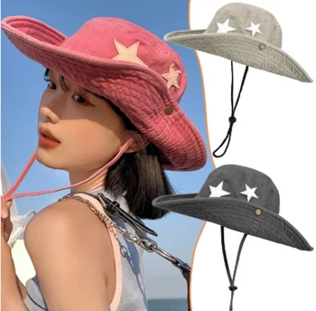 Y2K, розови звезди, пънк-шапки, дамски ретро шапки с голяма периферия, солнцезащитная шапка за катерене, пролетно-лятна градинска мъжка шапка