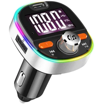 Автомобилен Bluetooth FM-предавател комплект за Кола за Mp3 плейър QC3.0 бързо зареждане на автомобилен Bluetooth MP3-плейър кола FM-предавател цветна атмосфера