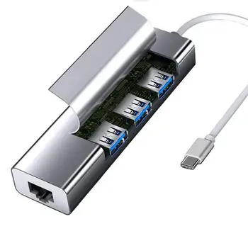 Адаптер hub Здрав, без закъснения, защита от пръстови отпечатъци, мрежов адаптер USB3.0, докинг станция за удължаване на срока за лаптоп