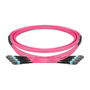 АДАПТИРАНЕ Multimode на основните кабел MTP®-12 (мъжки) към MTP®-12 (щекер) OM4 Elite, 72 Влакна, Тип B, Пленум (OFNP), Магента