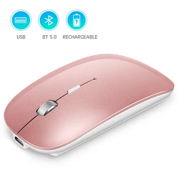 Акумулаторна безжична мишка с метално колело 1600 точки на инч, двухрежимный на мобилен телефон с Bluetooth за ipad, безжична мишка