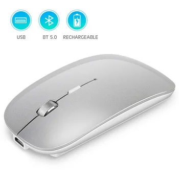 Акумулаторна безжична мишка с метално колело 1600 точки на инч, двухрежимный на мобилен телефон с Bluetooth за ipad, безжична мишка