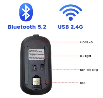 Акумулаторна безжична мишка Bluetooth Мишка компютърна ергономична Mini Usb Mause 2,4 Ghz тиха оптична мишка за Macbook и преносими КОМПЮТРИ