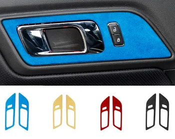 Алкантара, замшевая основа, формоване интериора на колата, дръжки, капак, врата на чашата, стикери, етикети за Ford Mustang 2015 + аксесоари