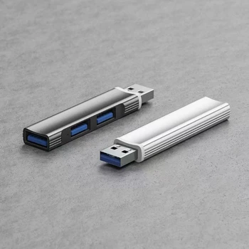 Алуминиев USB Хъб, 3 USB Порта-Адаптер удължителен кабел, USB 2.0 на Докинг Станция Ултра-Преносим Концентратор на Данни USB Сплитер