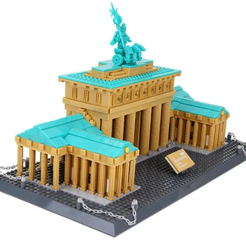 Архитектура, Гледка към улицата Известната атракция на Бранденбургската врата в Берлин, Германия Строителни блокове Модел тухли играчки подарък