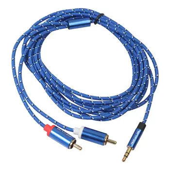 Аудио кабел 0.5/1/1.8/3/5/10/ 15 м аудио кабел RCA конектор 2RCA щепсела от 3,5 мм до 2 RCA конектор AUX кабел в памучна оплетке, сплитер за домашно MP3