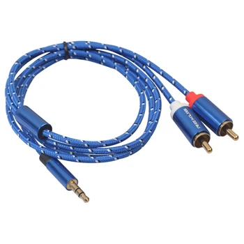 Аудио кабел 0.5/1/1.8/3/5/10/ 15 м аудио кабел RCA конектор 2RCA щепсела от 3,5 мм до 2 RCA конектор AUX кабел в памучна оплетке, сплитер за домашно MP3