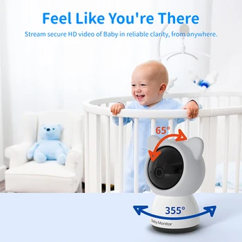 Безжична следи бебето 2 в 1, Wi-Fi, видео наблюдение, 5-инчов камера, LCD дисплей, гласово мобилен дистанционно управление, домофонна система за нощно виждане