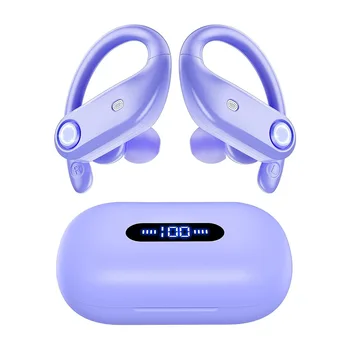 Безжични Bluetooth Слушалки с Заушным на една Кука 130 Часа Възпроизвеждане на 4 Микрофона за Ясен Разговор 2200 mah Калъф За Зареждане Led Дисплей Bluetooth Слушалки