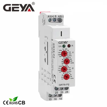 Безплатна доставка реле закъснение импулсни изхода GEYA GRT8-P 16A AC/DC12V-240V 0,1 s-100days реле забавяне на пулса