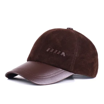 бейзболна шапка от естествена кожа, новост 2019, мъжки зимни градинска ежедневни термална замшевая шапка, мъжка шапка от овча кожа