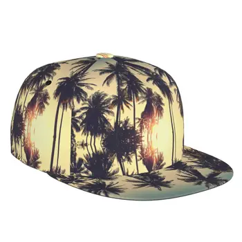 Бейзболна шапка с 3D принтом палми, ежедневни солнцезащитная шапка, елегантен етнически стил, модерен панорамен хип-хоп, жени, мъже