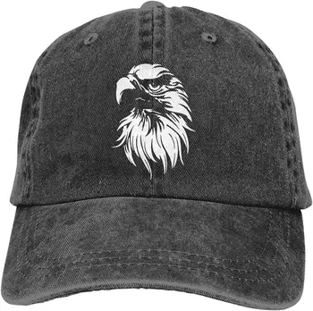 Бейзболна шапка с орлиной шапка за жени, мъже, черна реколта регулируема памучен шапка унисекс, за баща, за летни плажни спортове, един размер