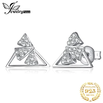 Бижута, триъгълни лък, обеци-карамфил от сребро 925 проба, кубичен цирконий, имитация на диамантена пеперуда, обеци за жени и момичета