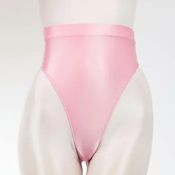 Блестящи женски секси бикини-прашки с т-образно деколте отзад, гладки, тънки, прозрачни ластични панталони, женски модно бельо-прашка