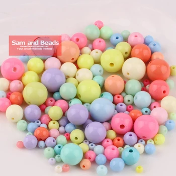 Бонбони за смесен сладолед пастельного цвят, акрилни кръгли топки, разделителни мъниста, висулки за бижута AB013