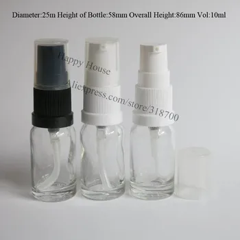 бутилка с помпа от прозрачно стъкло 360 x 10 мл, бутилка за етерично масло обем 1/3 унции, контейнер за козметични средства за грижа за кожата, опаковка