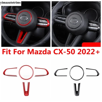 Бутон за превключване на волана Рамка Декоративна Накладки за Mazda CX-50 2022 - 2024 ABS Въглеродни влакна / Червени Аксесоари за интериора