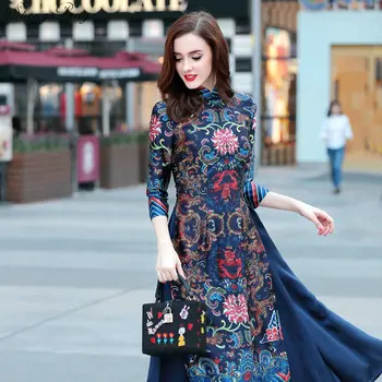 Виетнам ад дай китайското традиционната рокля китайското рокля ципао-дълга китайското рокля чонсам халат Дантелено рокля Ципао Q307