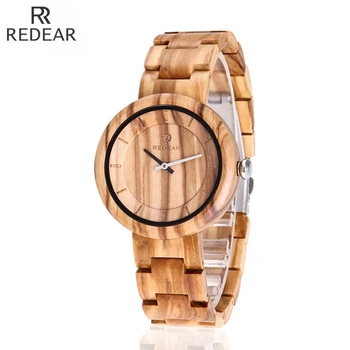Висок клас марка Bewell Wood Watch Модерни ежедневни дървени дамски часовници с кварцов механизъм, дамски дървени ръчен часовник