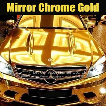 Високо растягивающееся огледало Златно хромированное огледало гъвкав винил обвивка Ролка филм Автомобили стикер Лист термоаппликации
