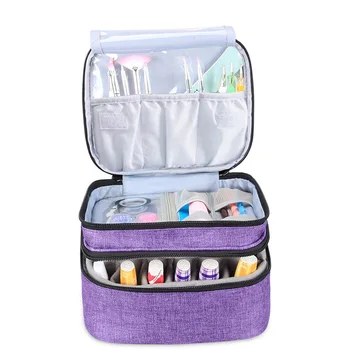 Водоустойчива чанта-органайзер за грим, кутии за козметични и етерични масла, двуслойни преносим калъф за съхранение на лака за нокти, чанта за носене