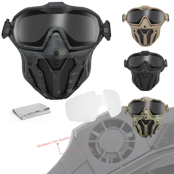 Военна страйкбольная маска, подвижни защитни очила с противотуманным вентилатор, тактическа пейнтбольная защитна маска на цялото лице, очила за стрелба с лък, маски