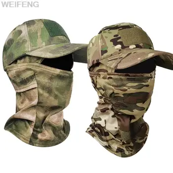 Военна тактическа балаклава, бейзболни шапки, пълен комплект маски за лице, мъжка лятна солнцезащитная шапка, камуфляжная балаклава за лов на открито