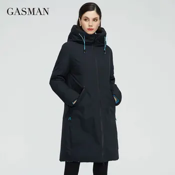 ГАЗОВЩИК 2022 нови дамски зимни якета черен висококачествен случайни топло пуховик с качулка дълга дебела горна дреха Парк палто дамско 210